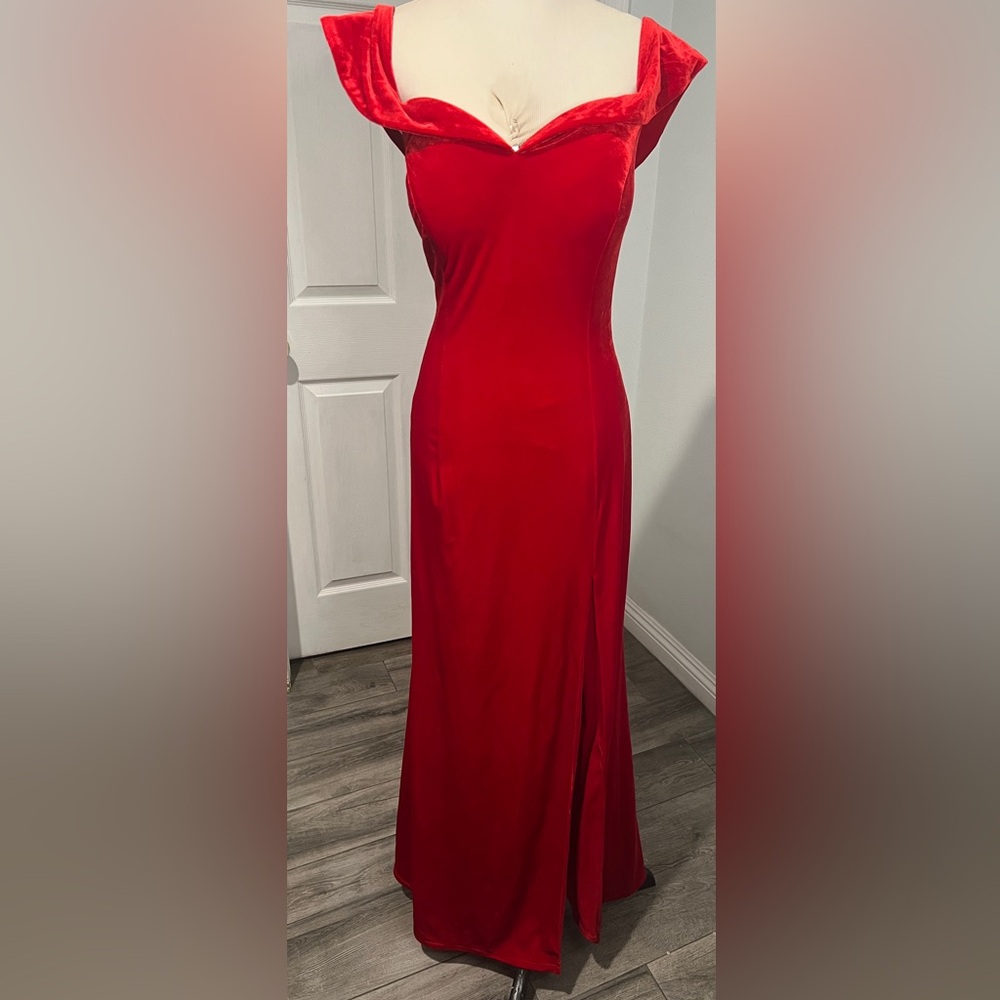 Vintage Y2K Velvet Evening Gown Maxi Prom Wedding Bridesmaid Dress